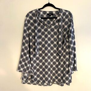 Ellos Black and White Geometric Blouse
